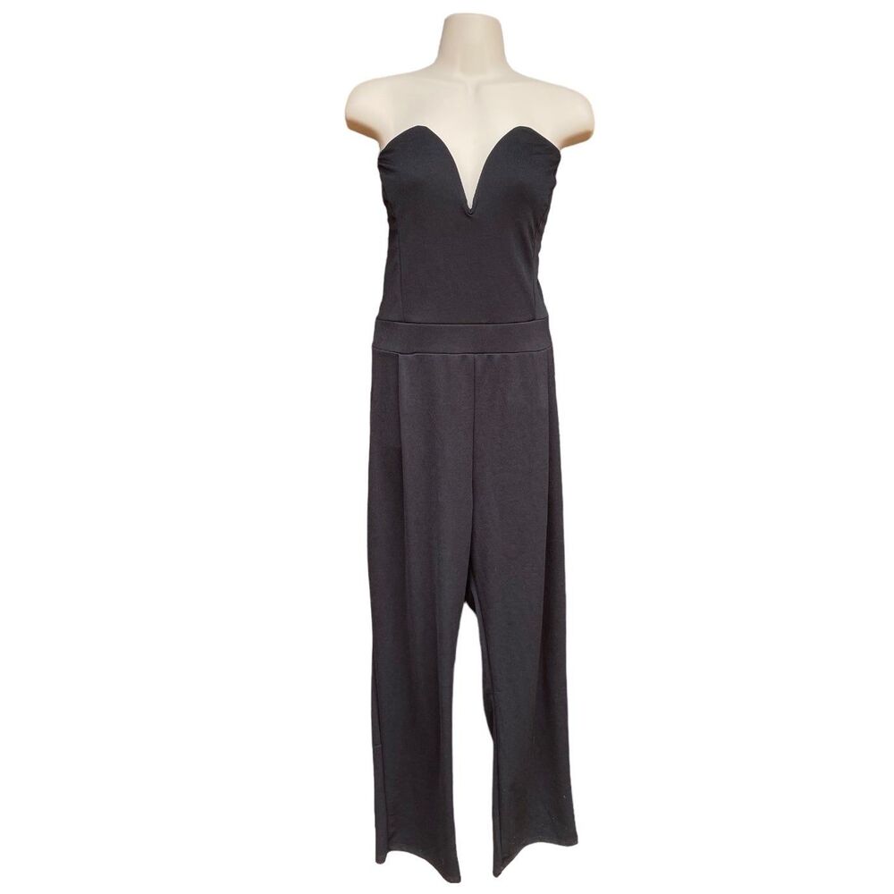 TOTO Collection Black Bandeau Jumpsuit Romper Plus Size 3X Tapered Leg Elegant